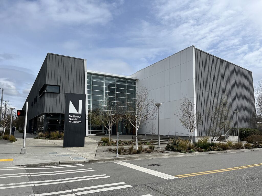 National Nordic Museum exterior and entrance sign on NW Market Street