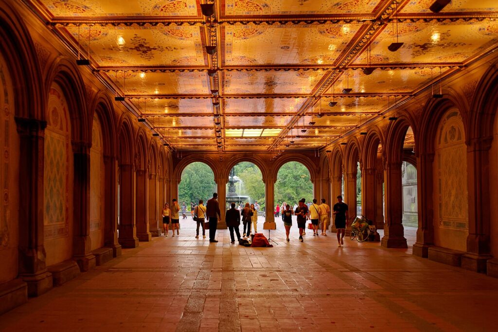 Tiled ceiling and arches in the Bethesda Terrace arcade